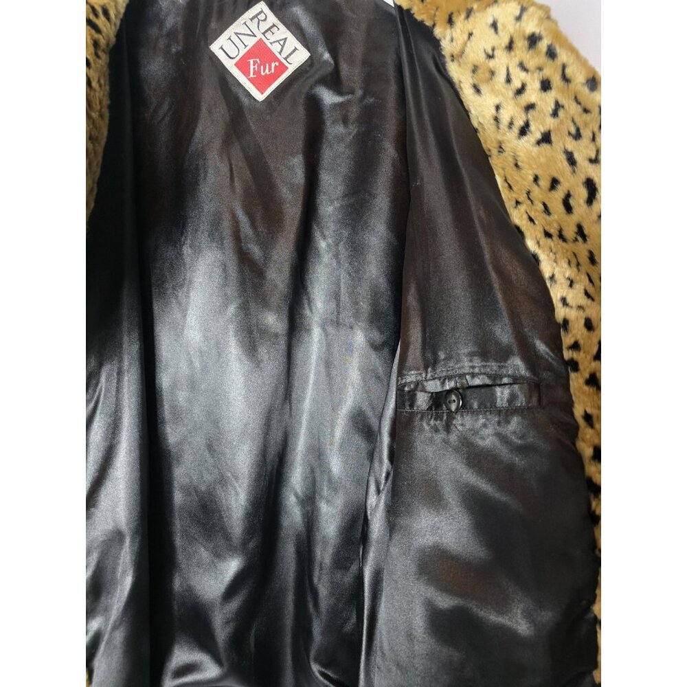 Unreal Fur Wild Cat Leopard Print Jacket Coat Women's Size 16-Vintage- Y2K - Picture 14 of 16